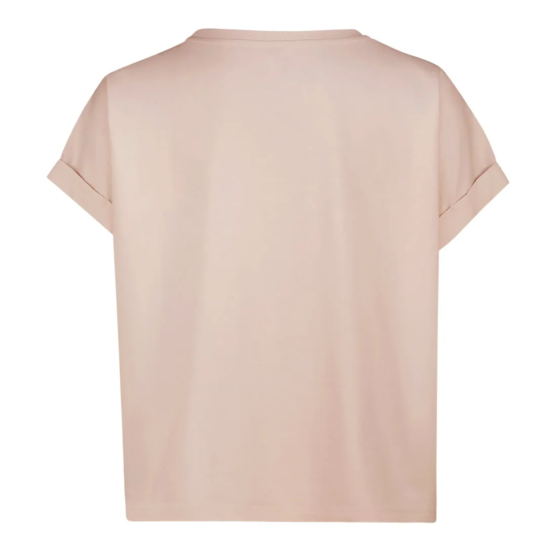 DIANA BOXY LOGO TEE WITH SHOULDER POPPERS FAWN