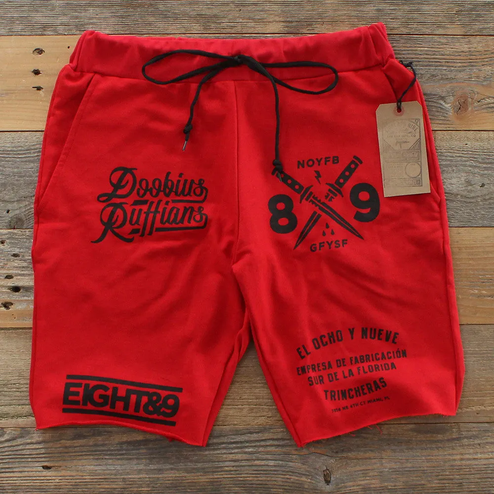 Doobious Ruffians French Terry Shorts Red