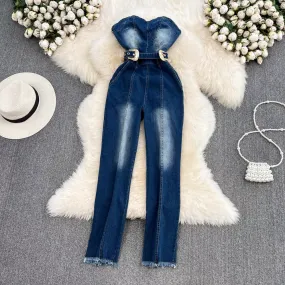 Drea Denim Tube Jumpsuit