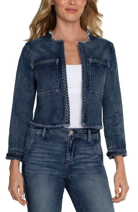 ECO CROPPED BRAIDED DENIM JACKET