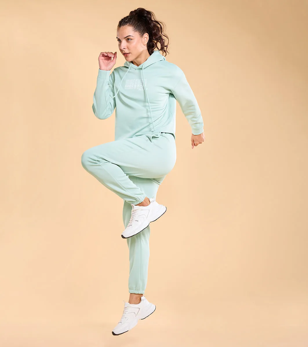 Enamor A404 Fleece Jogger Relax Fit High-Rise Fleece Jogger With Adjustable Drawsting.