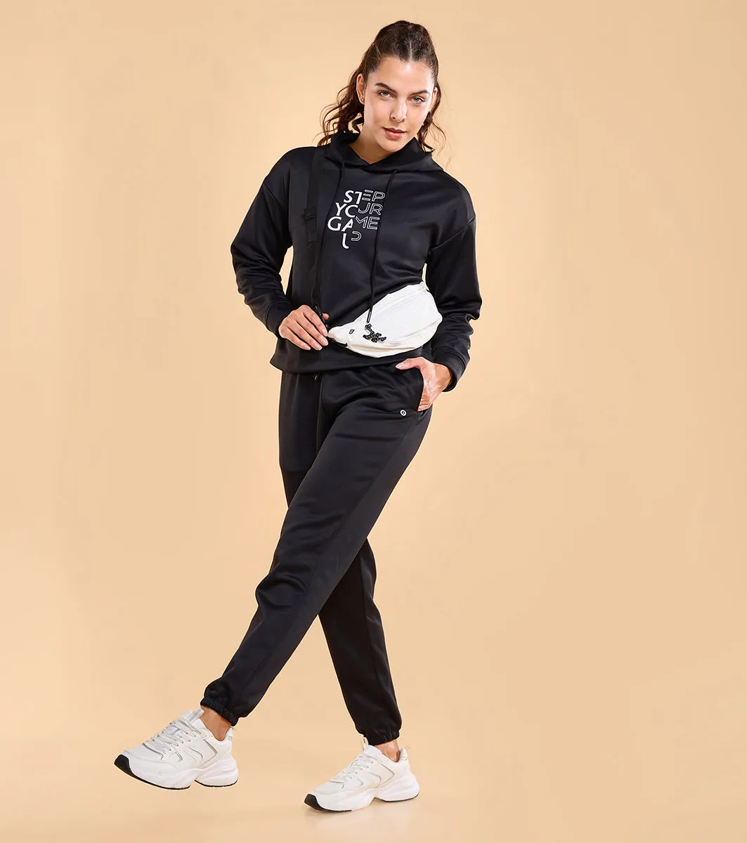 Enamor A404 Fleece Jogger Relax Fit High-Rise Fleece Jogger With Adjustable Drawsting.