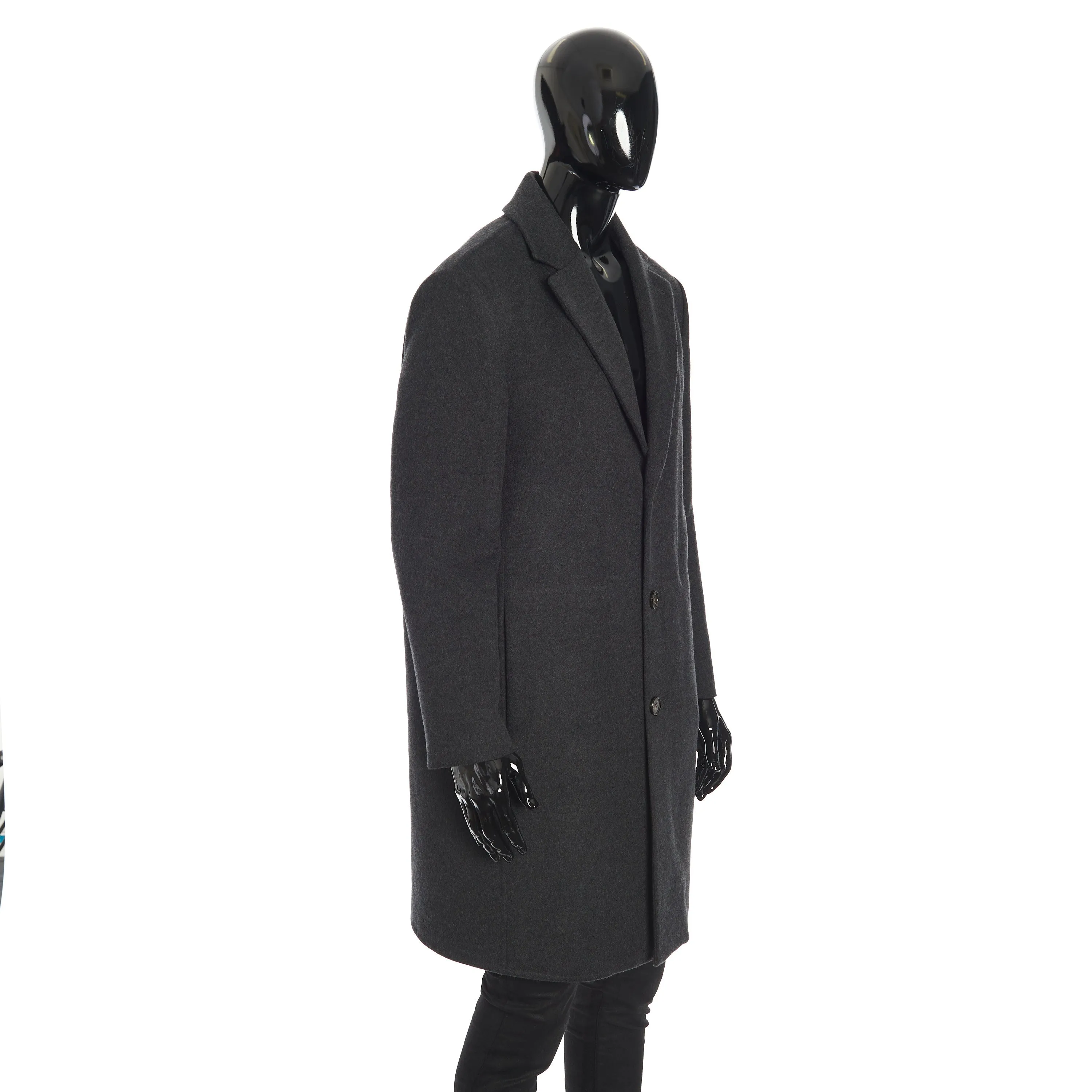 Findon Single Breasted Coat In Dark Pebble Gray Double Faced Cashmere