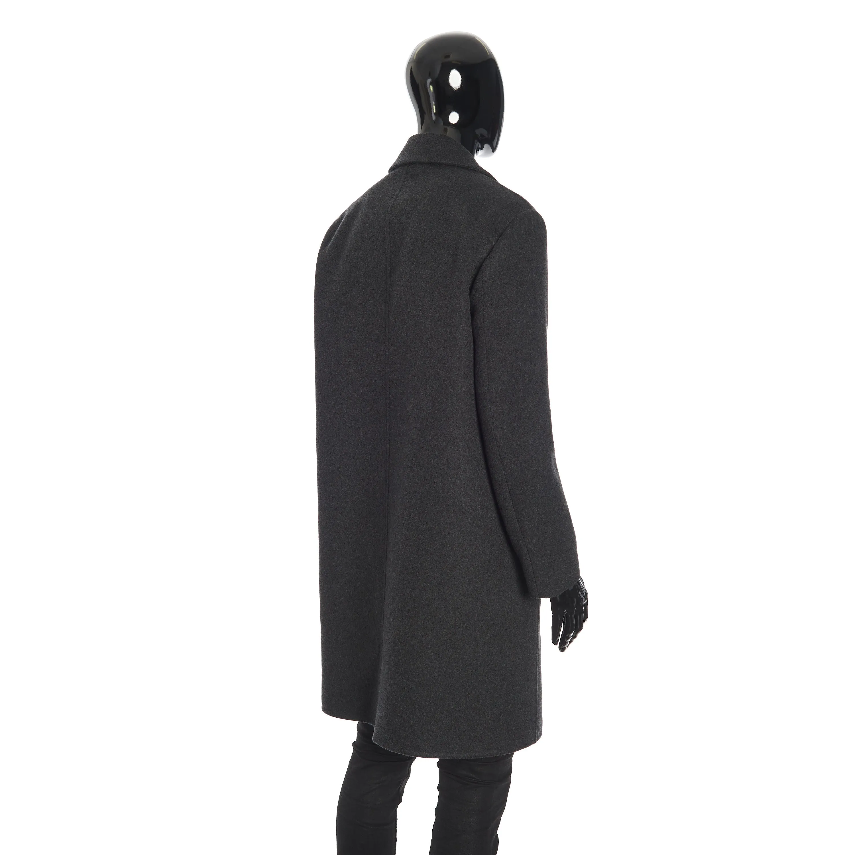 Findon Single Breasted Coat In Dark Pebble Gray Double Faced Cashmere