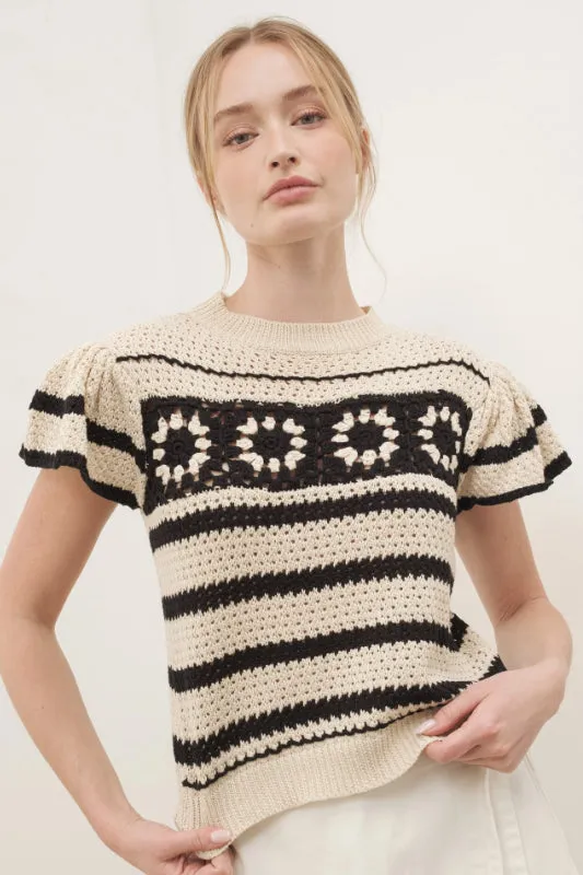 fiona sweater - cream/black