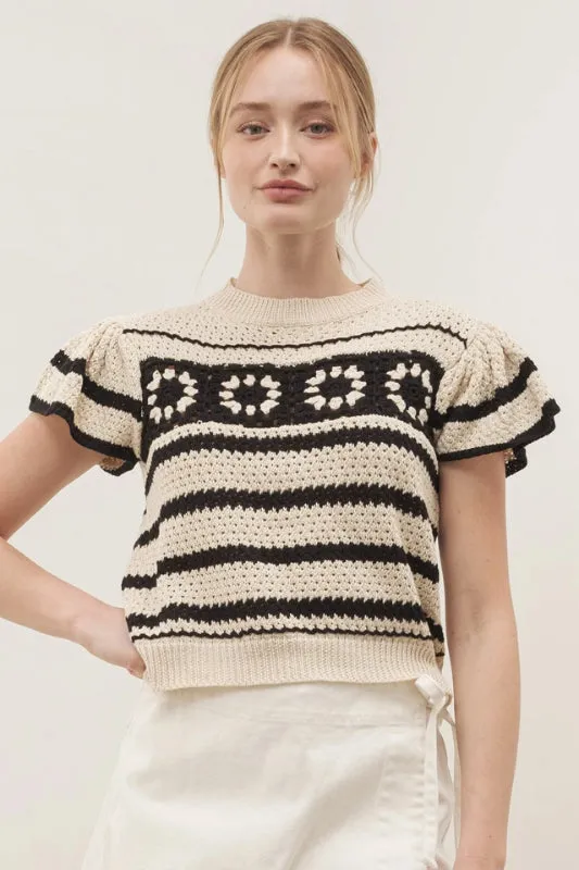 fiona sweater - cream/black