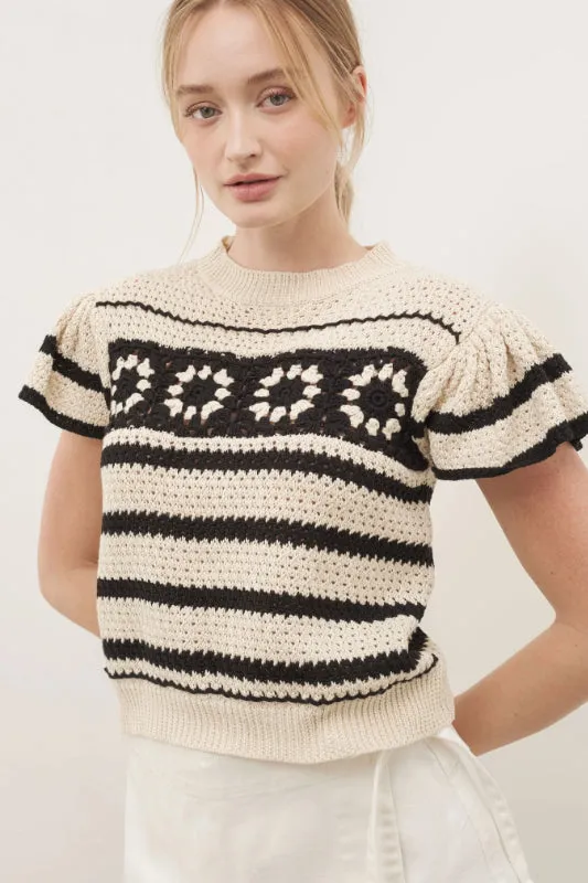 fiona sweater - cream/black