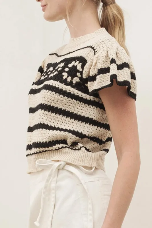 fiona sweater - cream/black