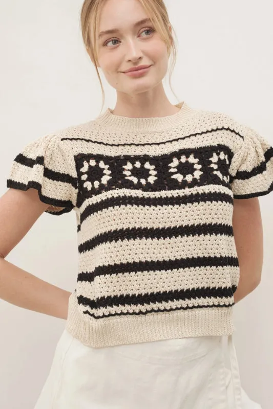 fiona sweater - cream/black