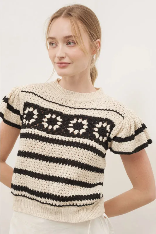 fiona sweater - cream/black