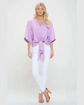 Front Tie Kimono Sleeve Top