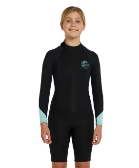 Girl's Bahia 2mm LS Long Spring Suit Wetsuit - Black Aqua