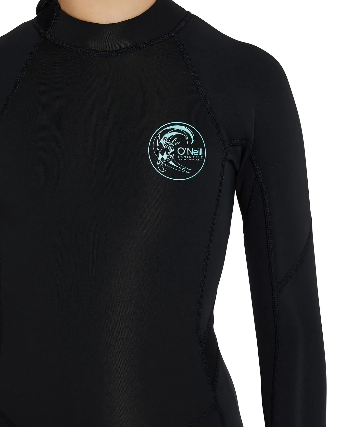 Girl's Bahia 2mm LS Long Spring Suit Wetsuit - Black Aqua