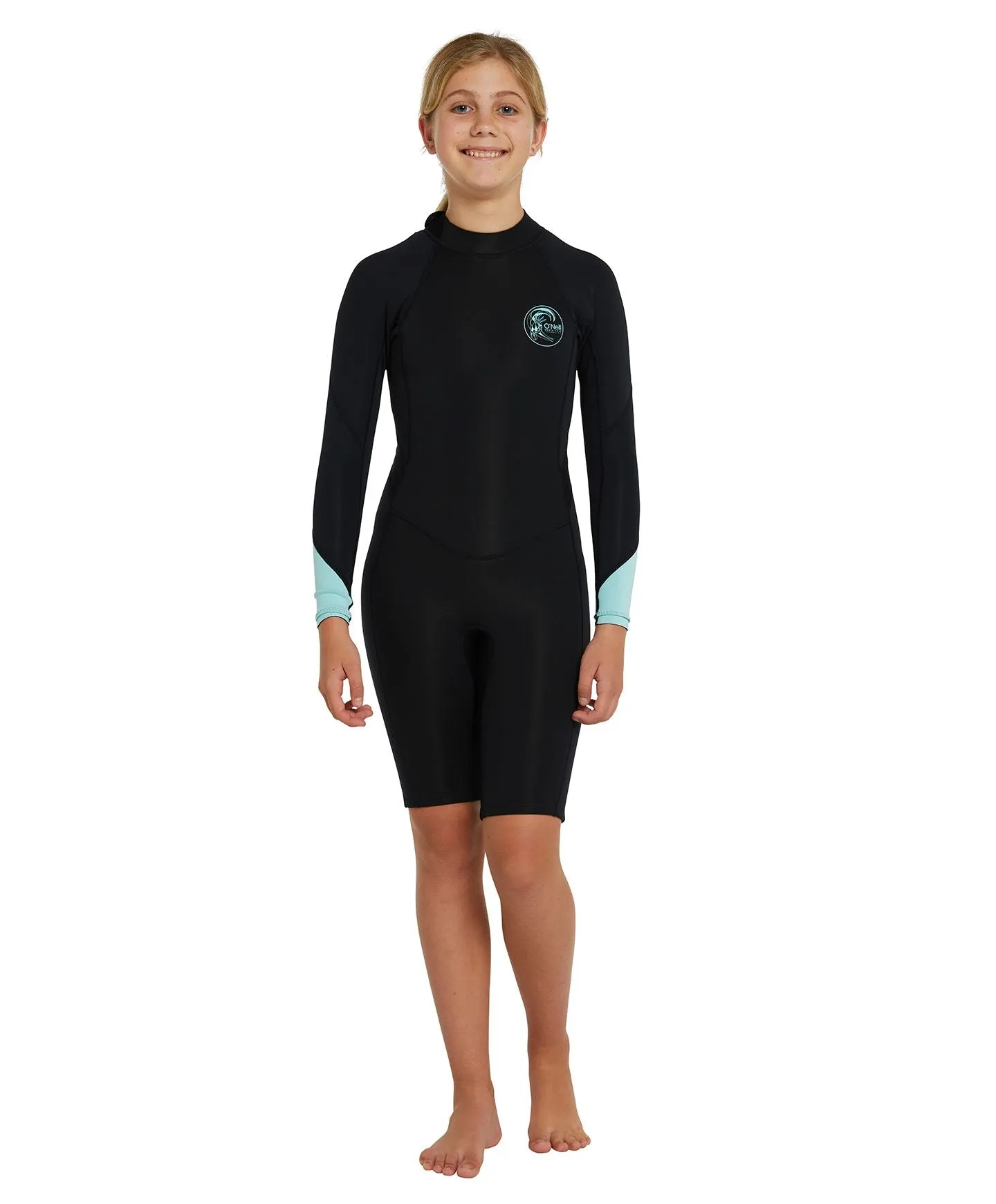 Girl's Bahia 2mm LS Long Spring Suit Wetsuit - Black Aqua