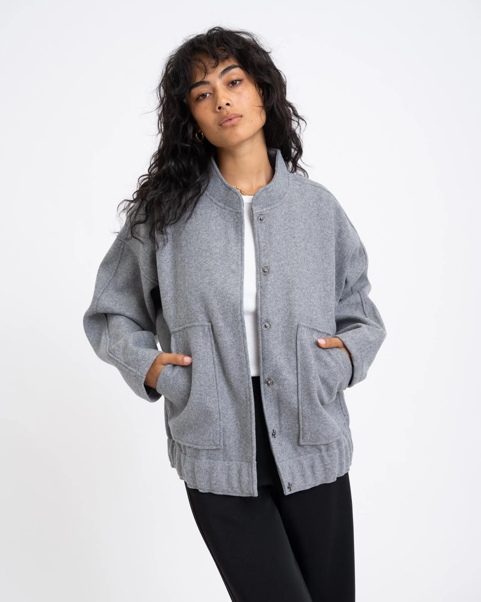 Halston Bomber Jacket Light Grey