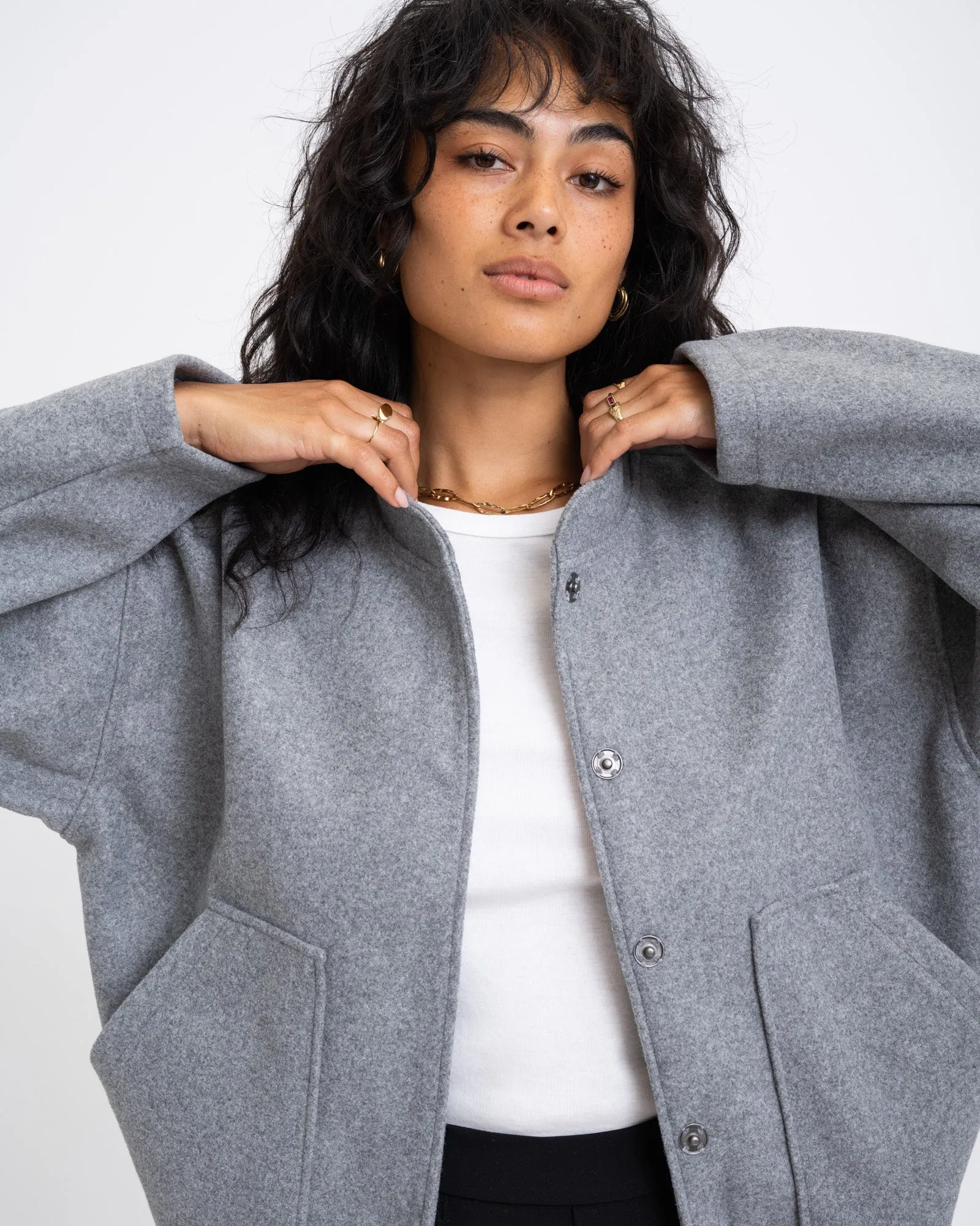 Halston Bomber Jacket Light Grey