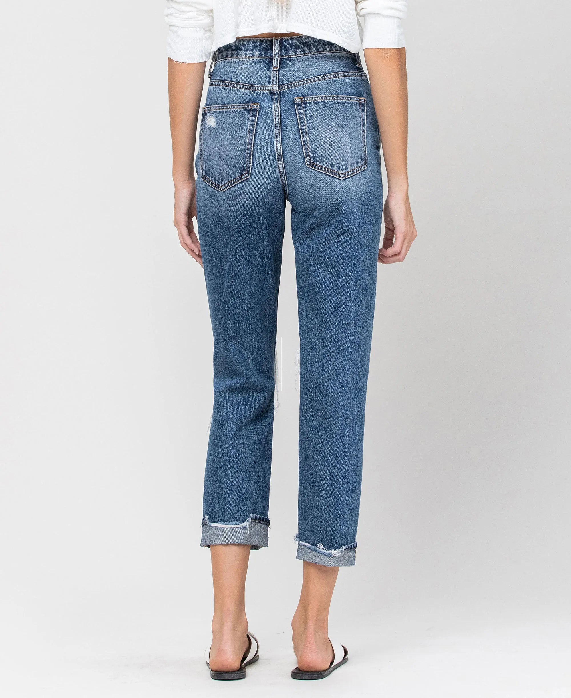 Hart - Super High Rise Distressed Cuffed Mom Jeans