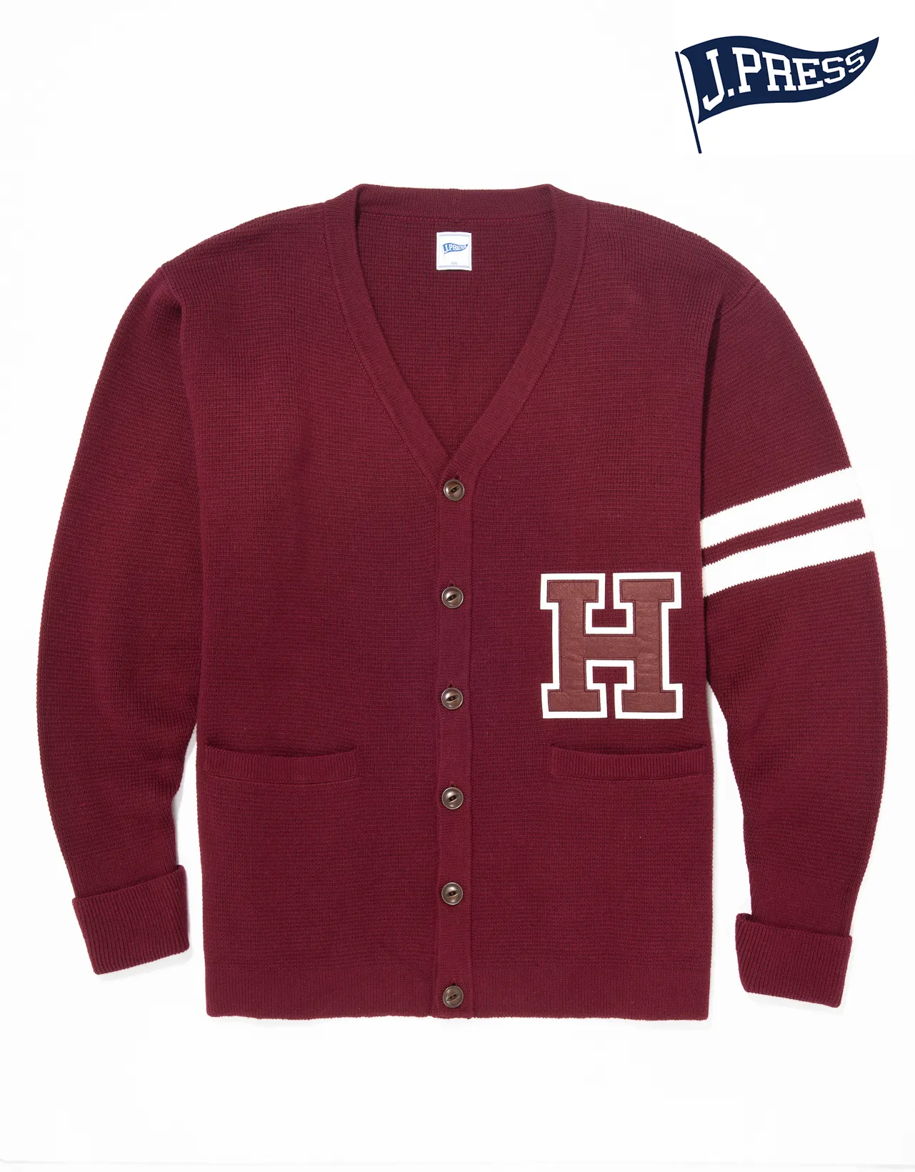 HARVARD VARSITY COTTON CARDIGAN - BURGUNDY