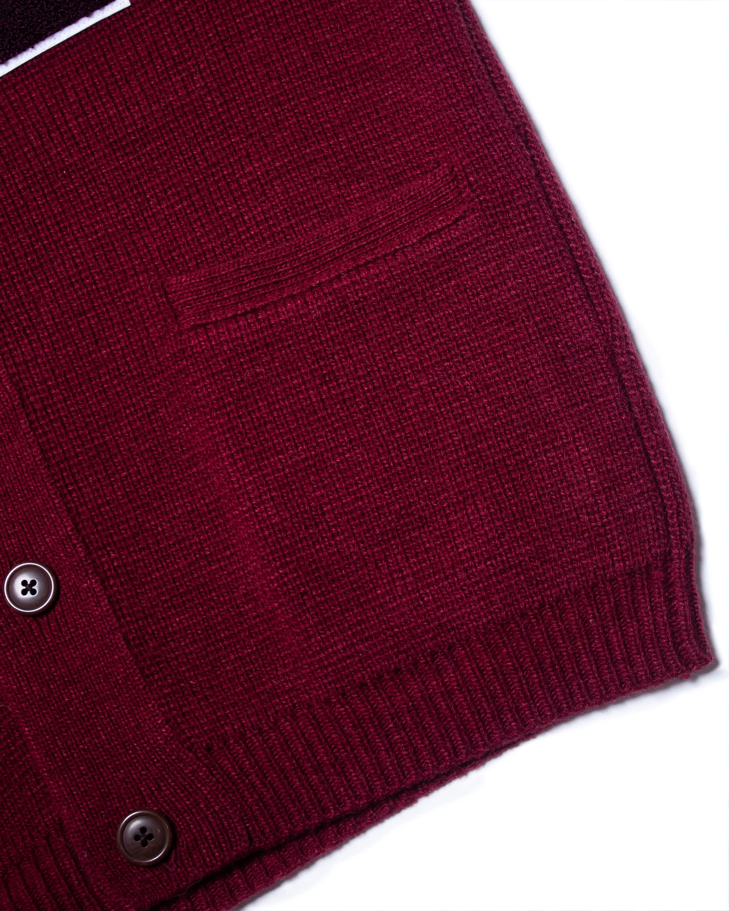 HARVARD WOOL VARSITY CARDIGAN - BURGUNDY