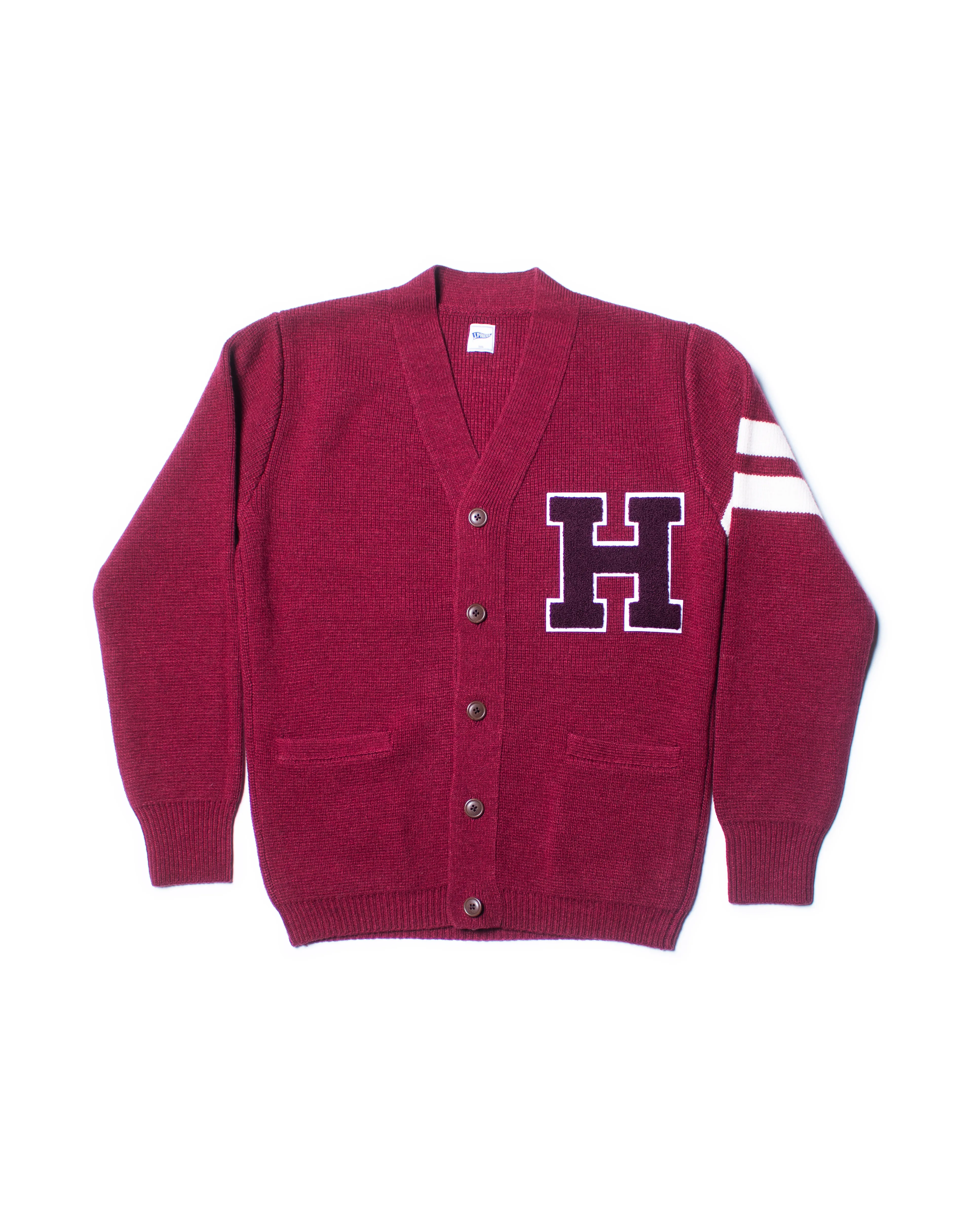 HARVARD WOOL VARSITY CARDIGAN - BURGUNDY