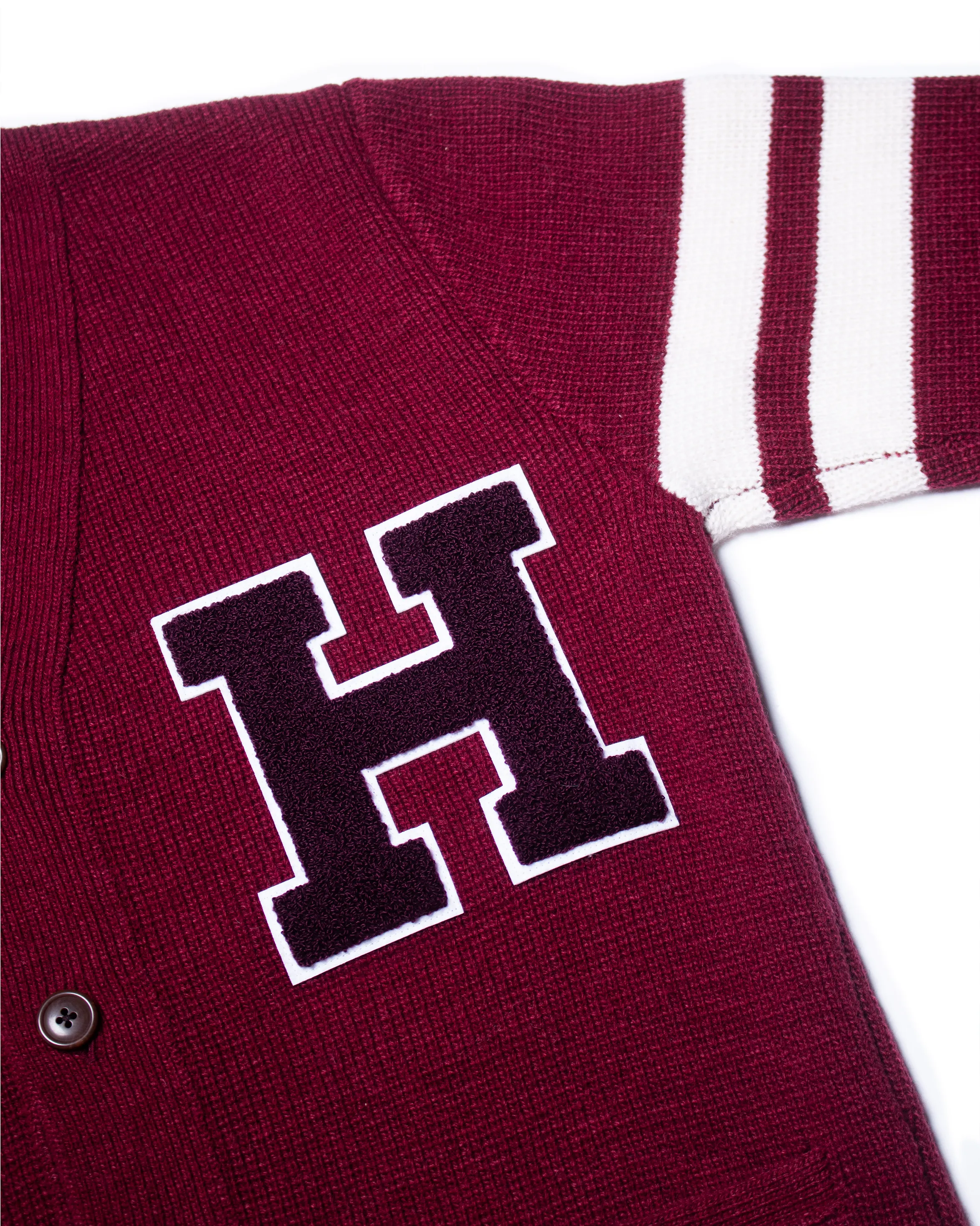 HARVARD WOOL VARSITY CARDIGAN - BURGUNDY