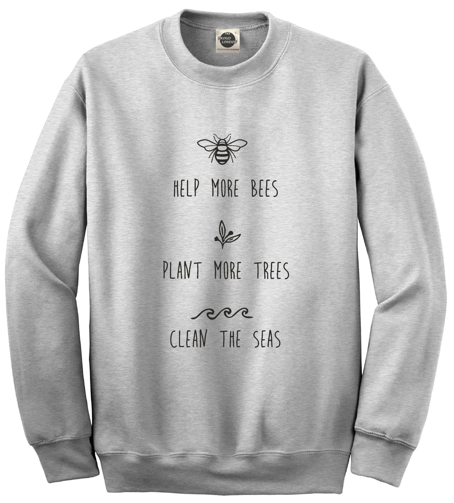 Help More Bees Plant More Trees Clean || Unisex Crewneck Sweatshirt The Seas || Unisex Sweatshirt