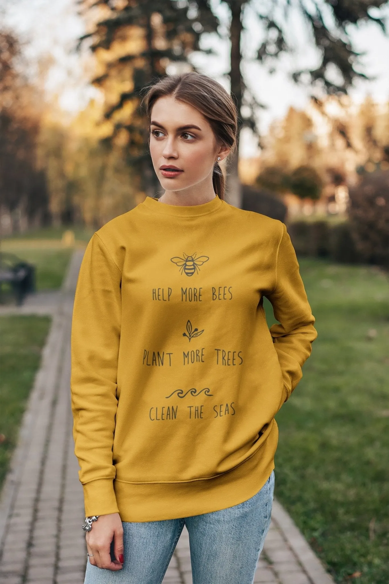 Help More Bees Plant More Trees Clean || Unisex Crewneck Sweatshirt The Seas || Unisex Sweatshirt