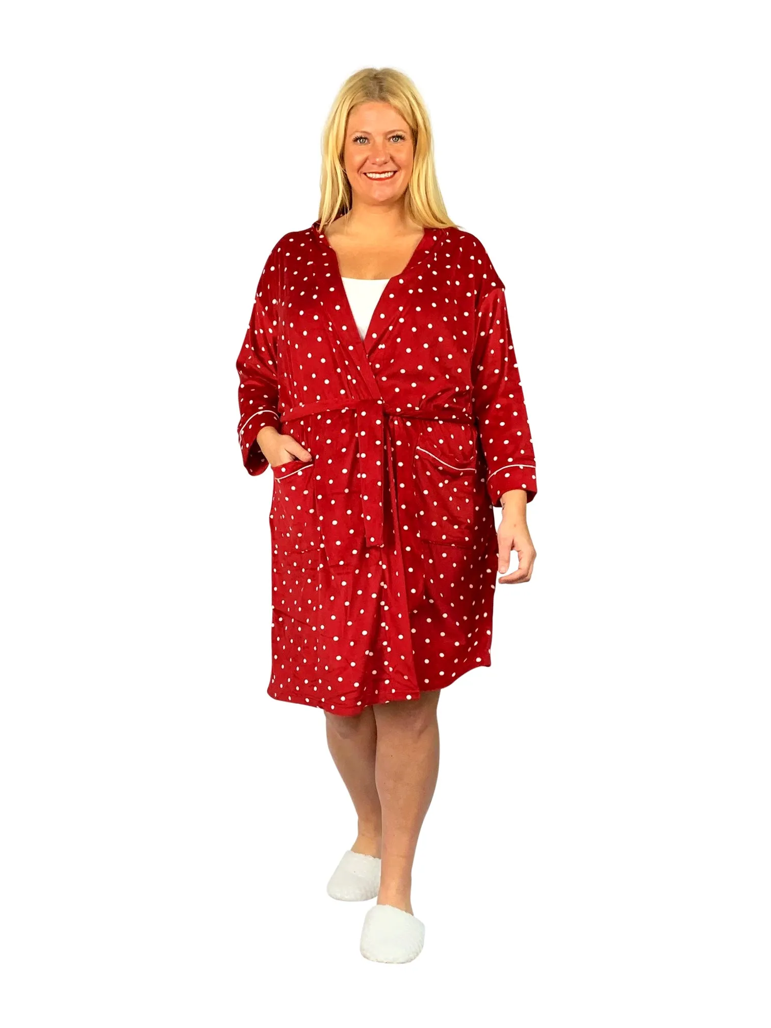 La Cera Plus Size Silky Sheered Minky Kimono Robe