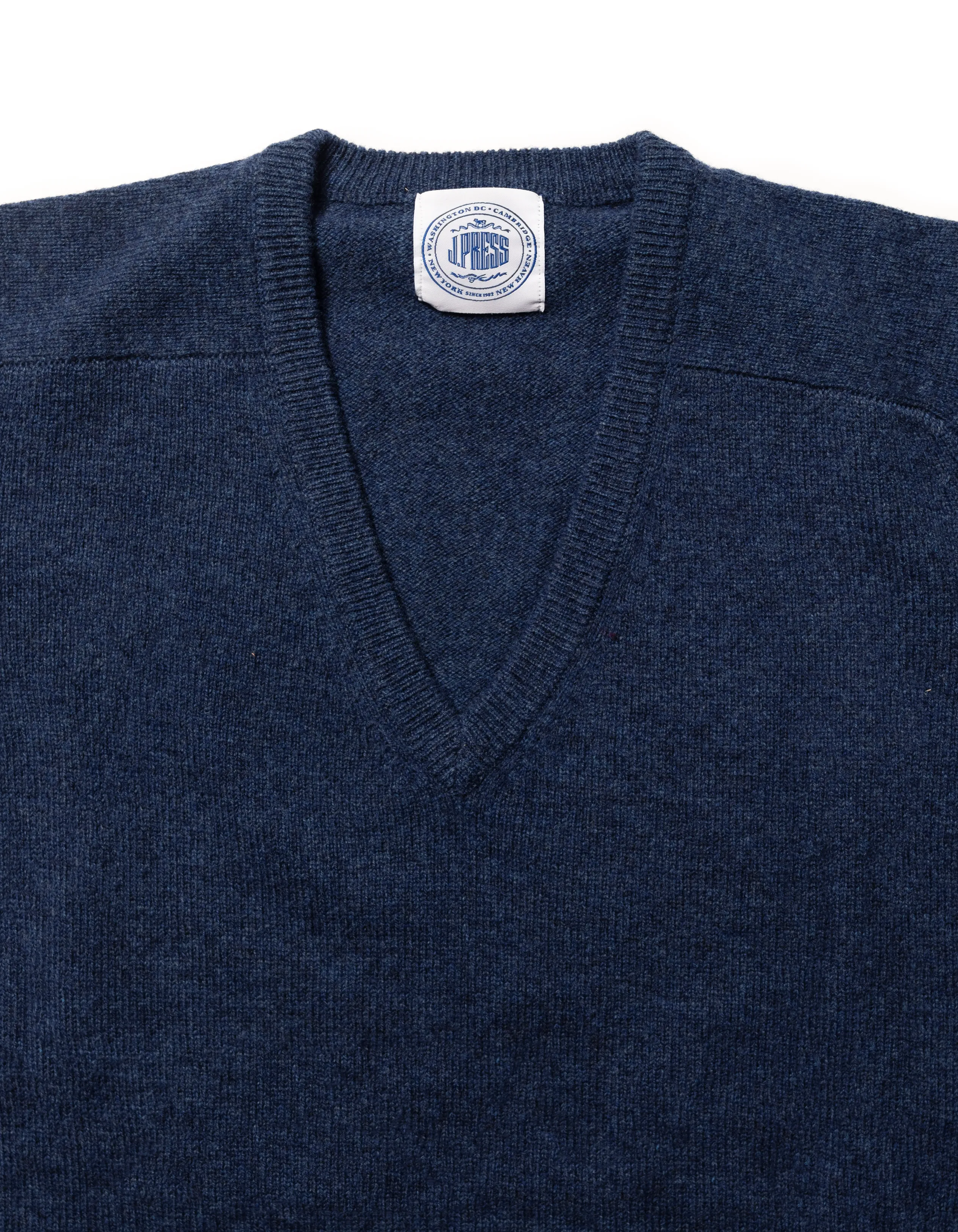 LAMBSWOOL V NECK SWEATER - BLUE