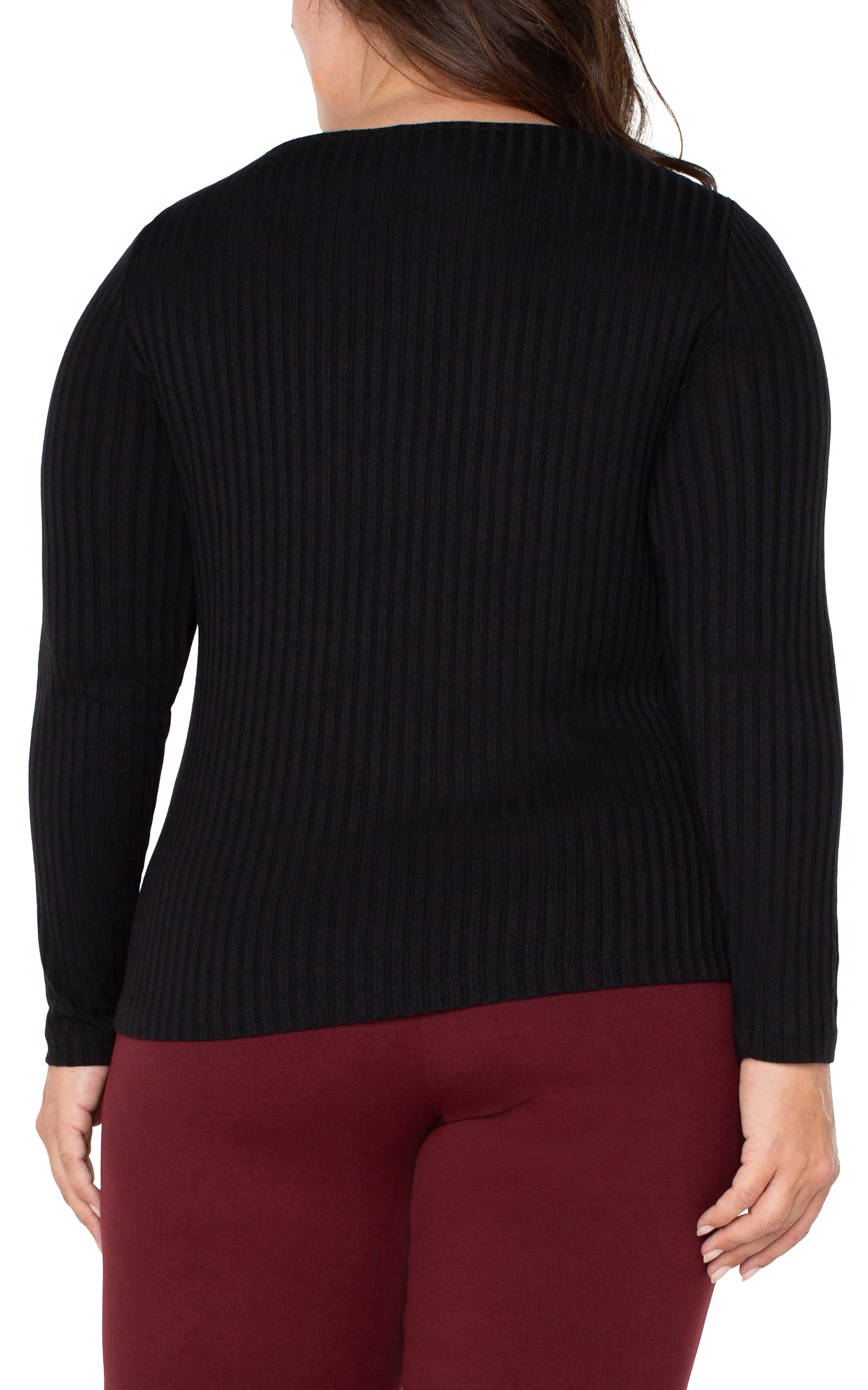 LONG SLEEVE BOAT NECK KNIT TOP