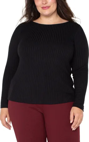 LONG SLEEVE BOAT NECK KNIT TOP