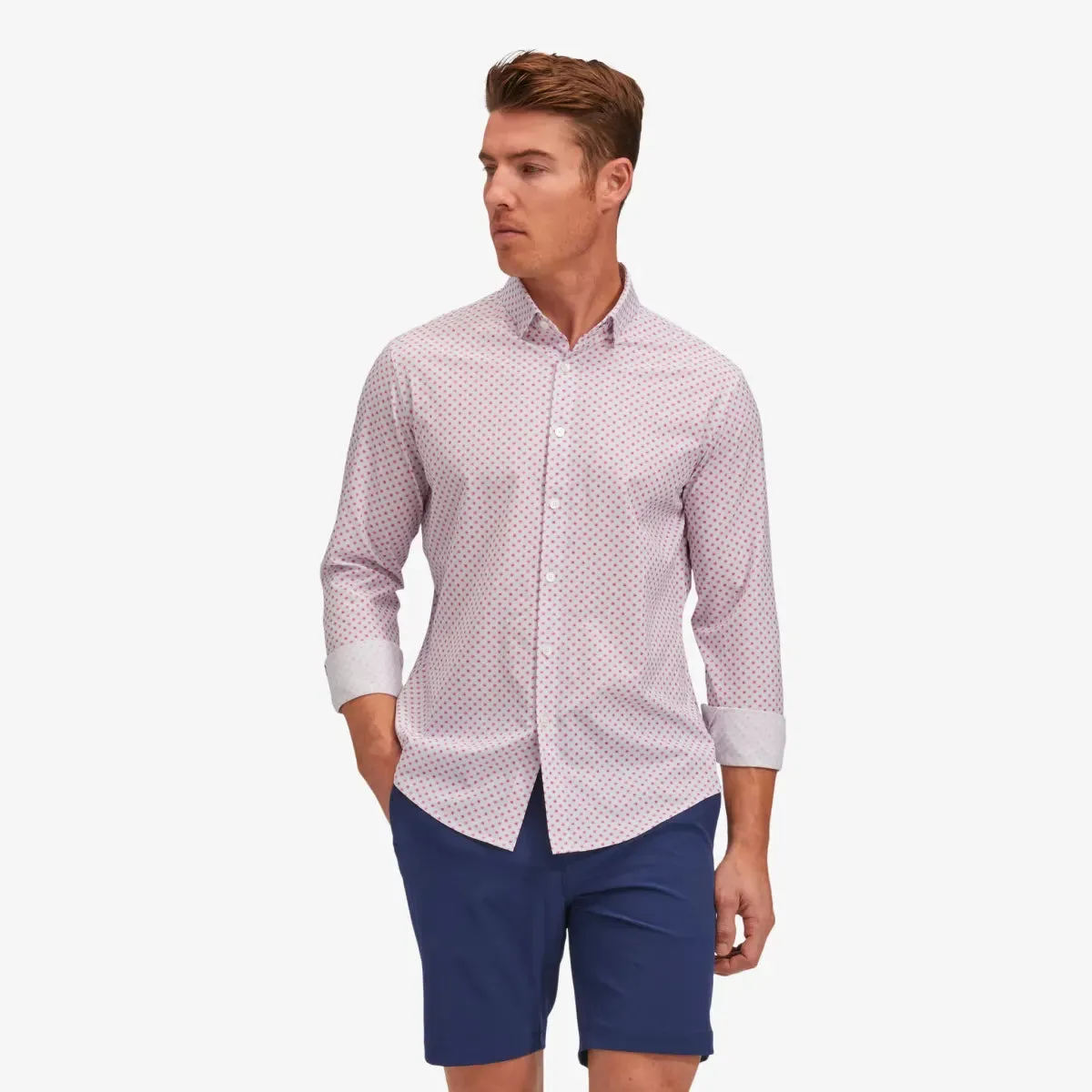 Men's Mizzen   Main | Leeward Trim No Tuck Long Sleeve | Pink Floral Print