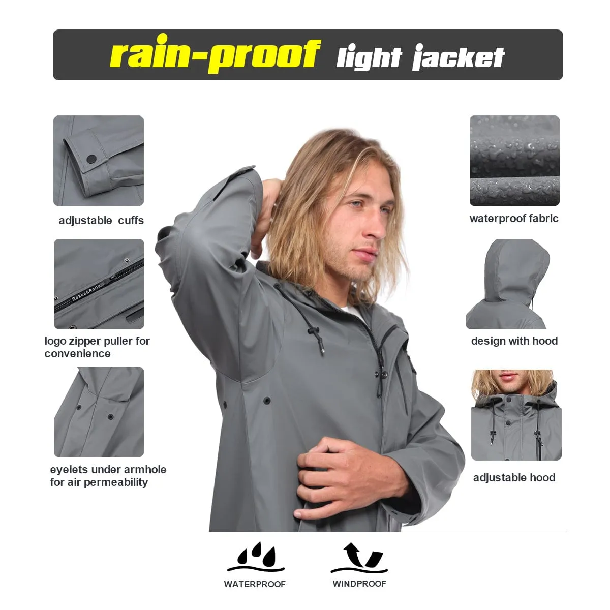 Men's Waterproof Rubber Slicker Rain Jacket