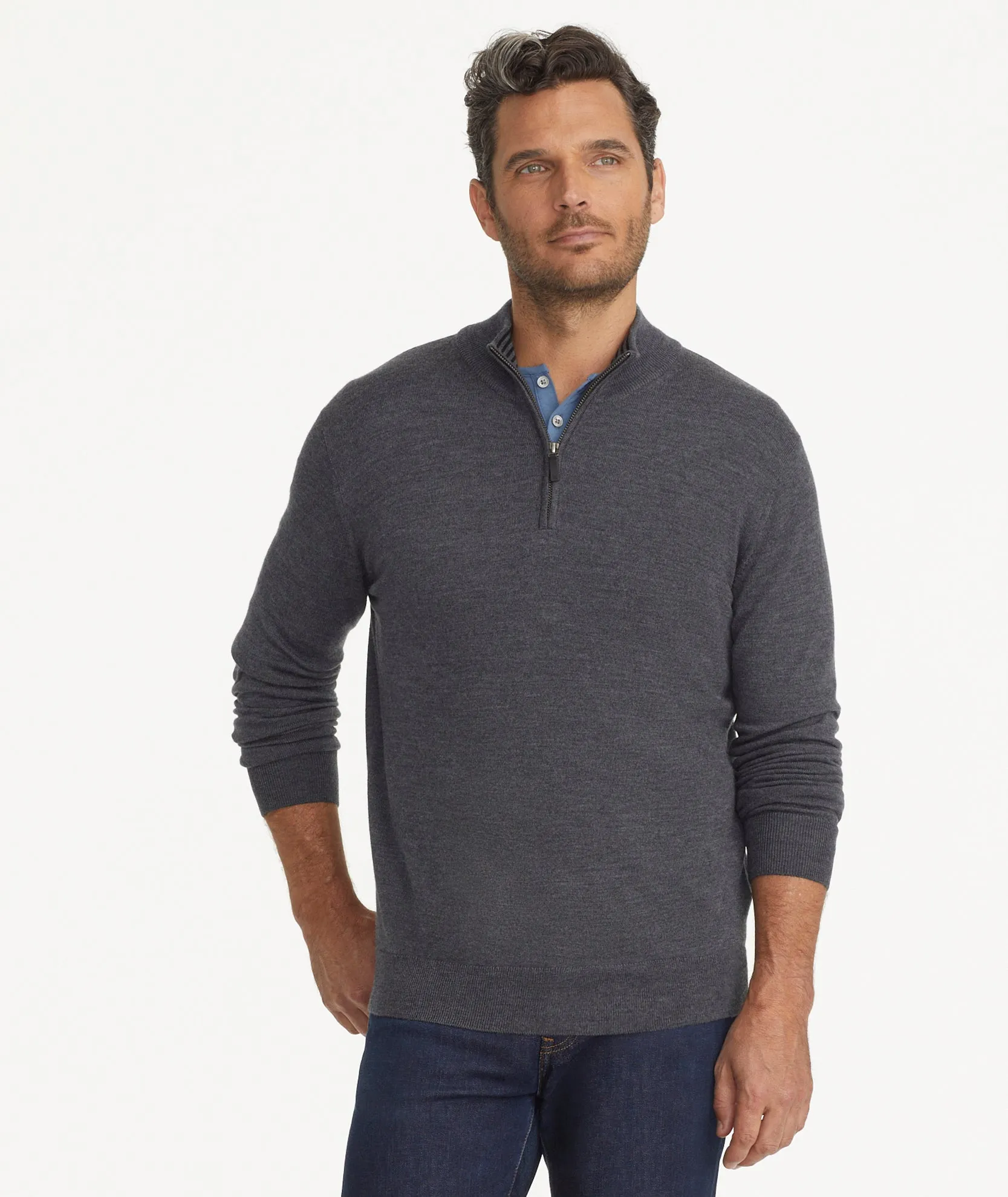 Merino Wool Quarter Zip Sweater