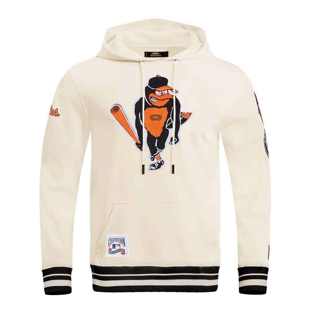 MLB BALTIMORE ORIOLES RETRO CLASSIC MEN'S PO HOODIE (EGGSHELL/ BLACK)