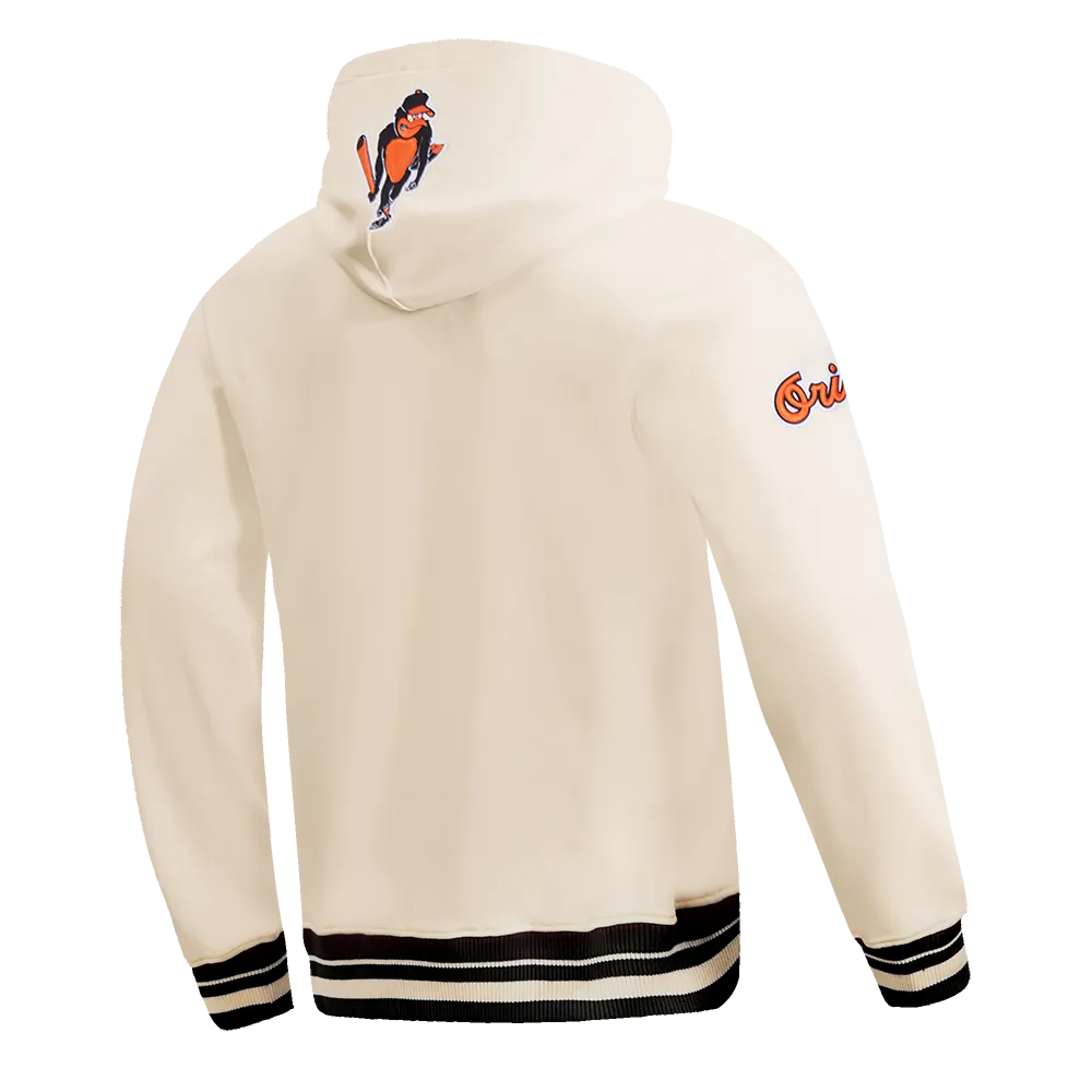 MLB BALTIMORE ORIOLES RETRO CLASSIC MEN'S PO HOODIE (EGGSHELL/ BLACK)