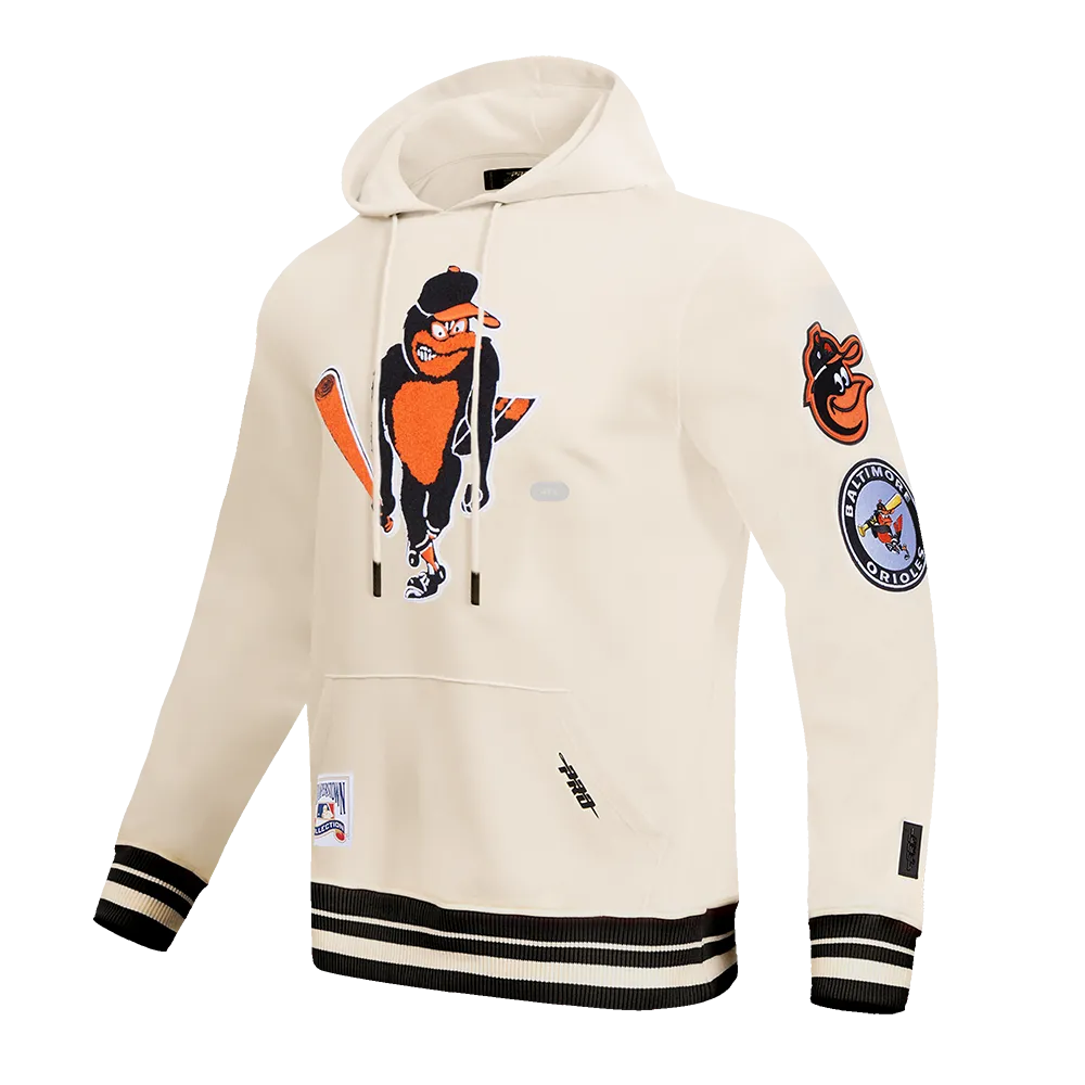 MLB BALTIMORE ORIOLES RETRO CLASSIC MEN'S PO HOODIE (EGGSHELL/ BLACK)