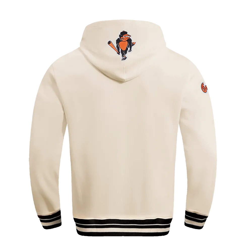 MLB BALTIMORE ORIOLES RETRO CLASSIC MEN'S PO HOODIE (EGGSHELL/ BLACK)