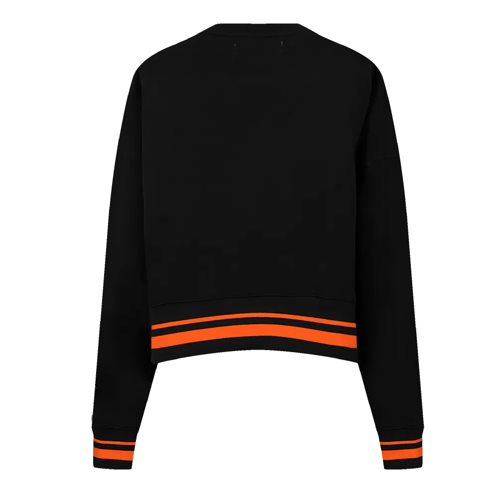 MLB BALTIMORE ORIOLES RETRO CLASSIC WOMEN'S RIB CREWNECK (BLACK/ORANGE)