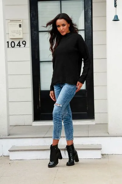 Mock Neck Long Sleeve Sweater