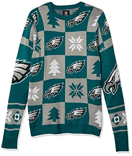 NFL PHILADELPHIA EAGLES PATCHES Ugly Sweater, Medium