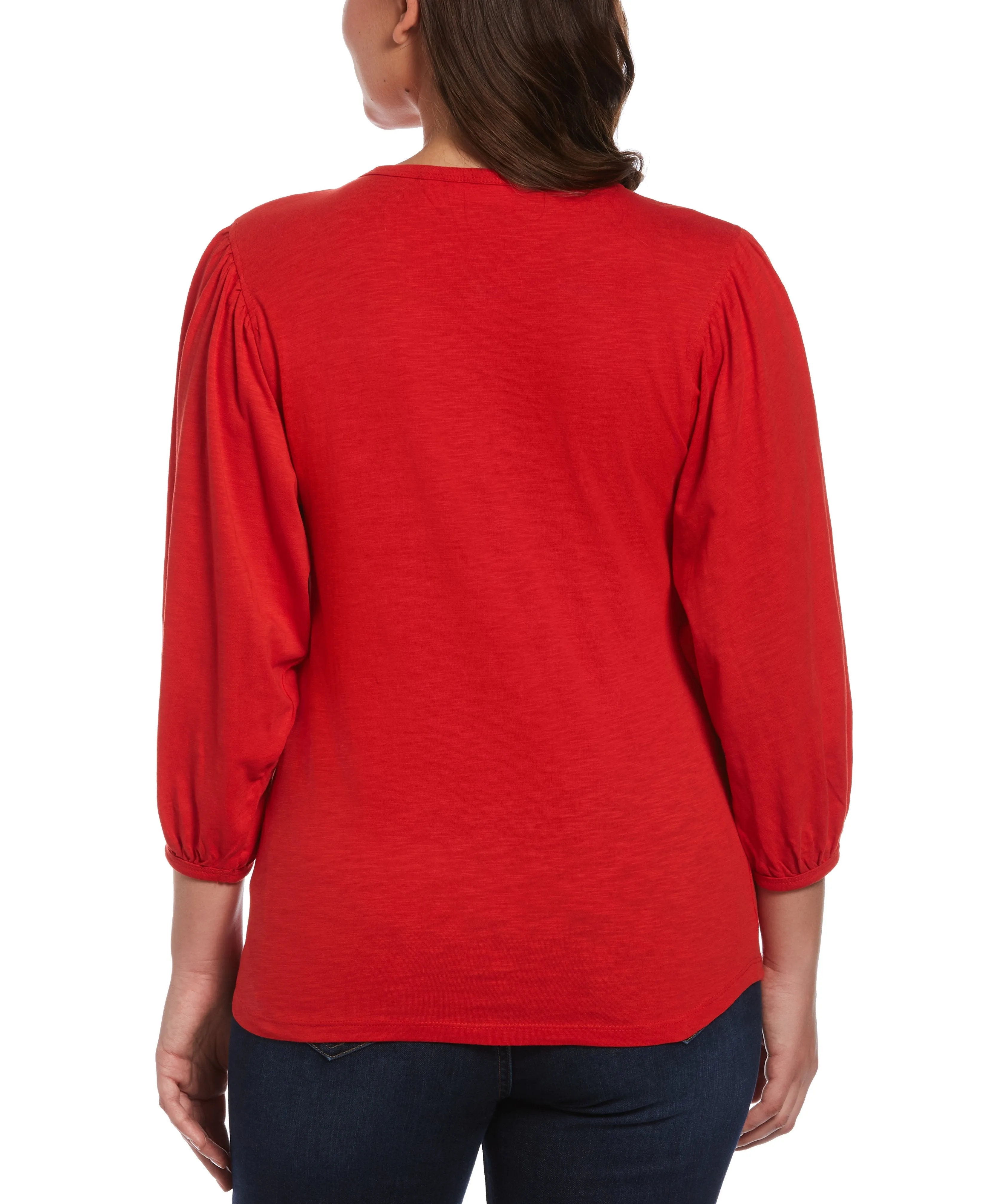 Petite Solid Slub Knit Raglan Sleeve Top