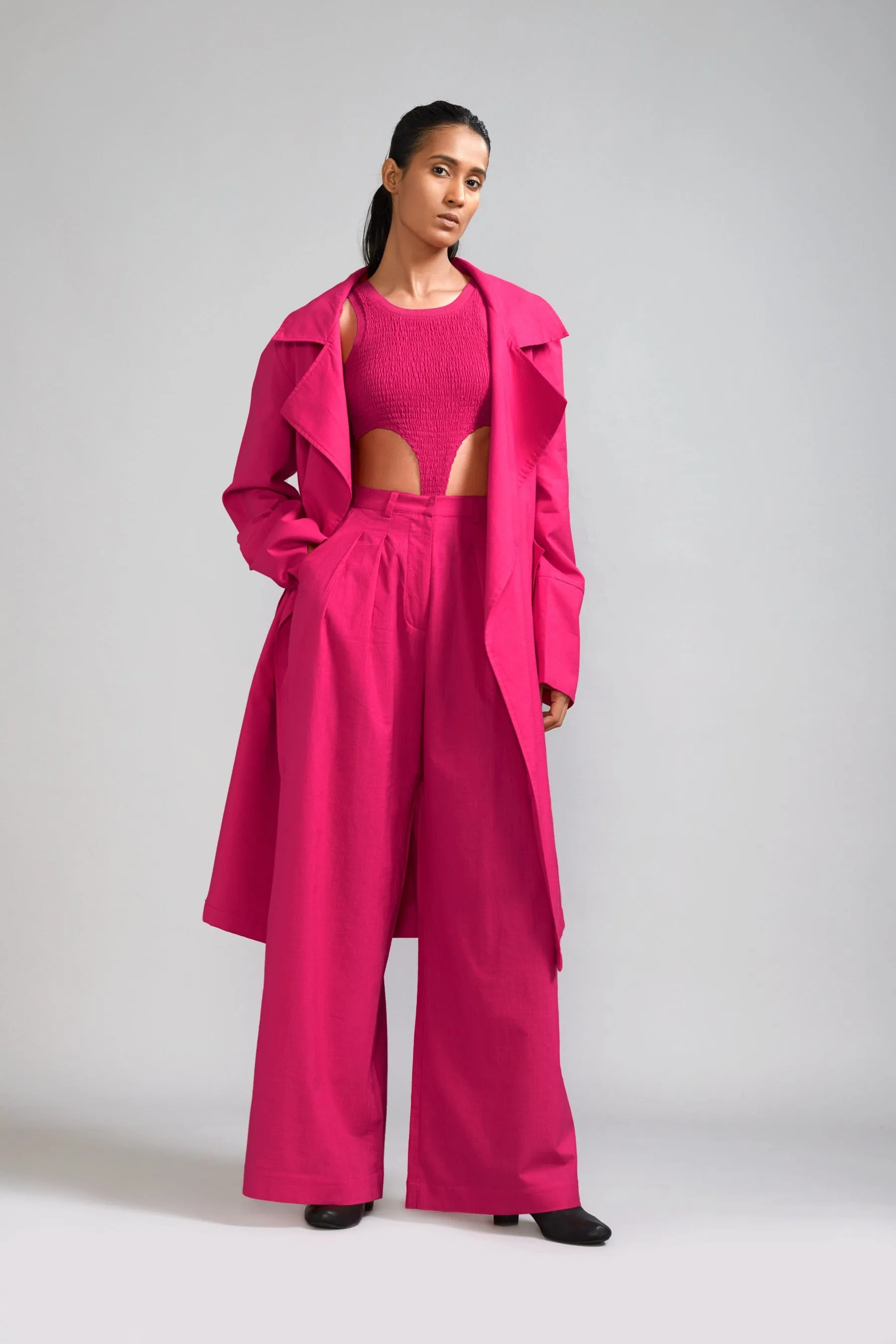 Pink Trench Jacket Set (3 PCS)