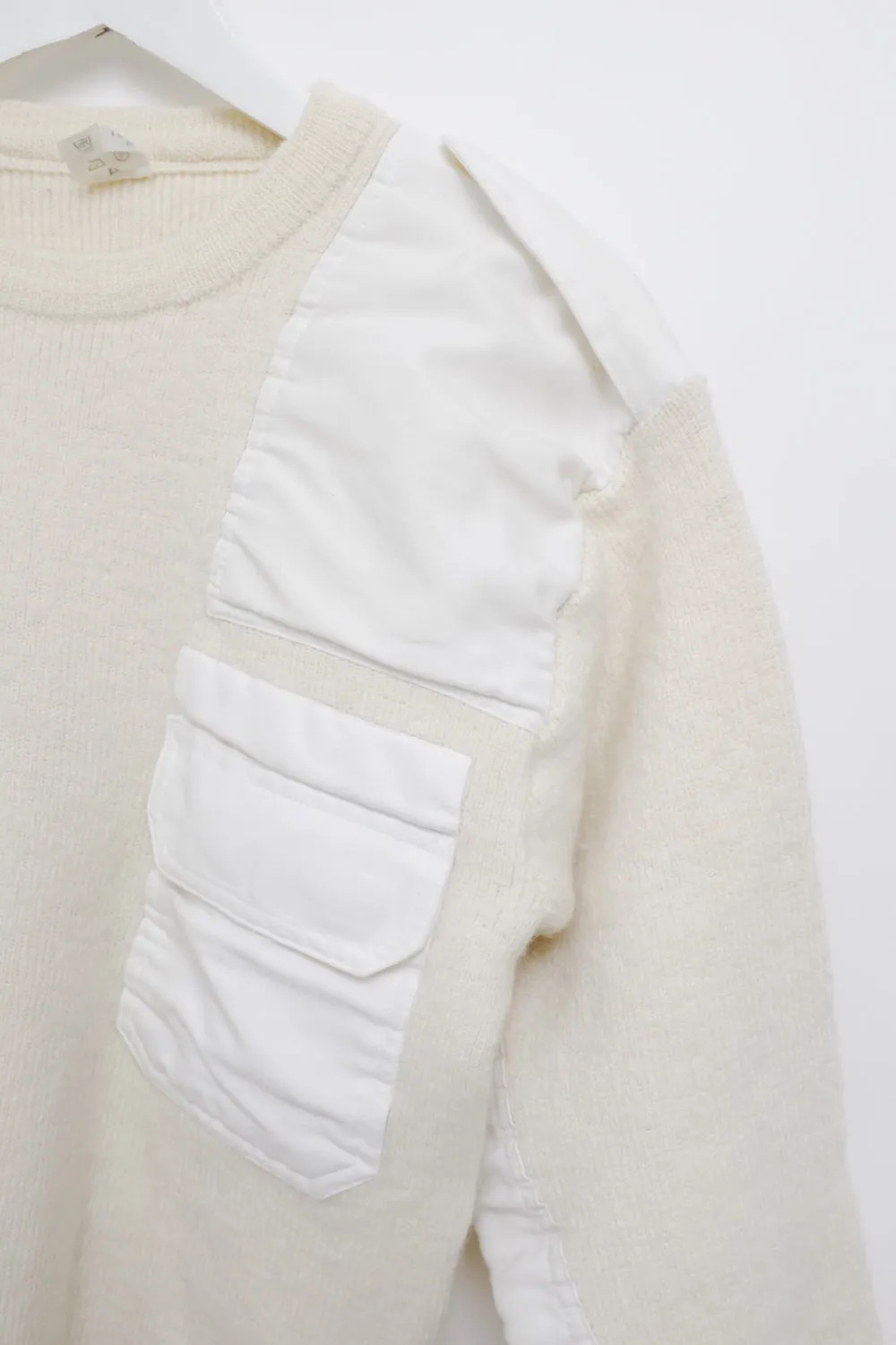 POCKETS CHUNKY CREAM VINTAGE WOOL SWEATER