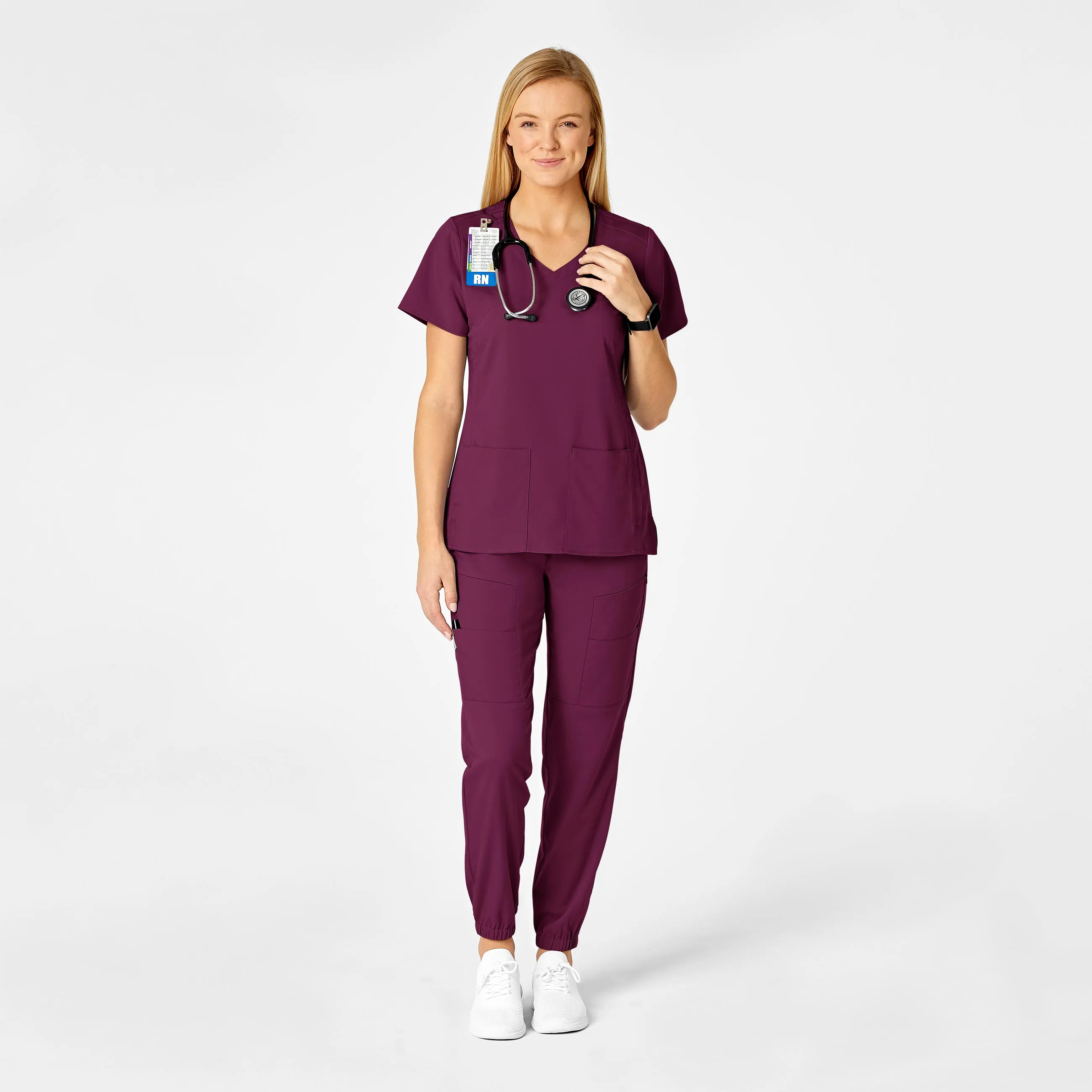 PRO Women's Slim Cargo Jogger Scrub Pant - Wine