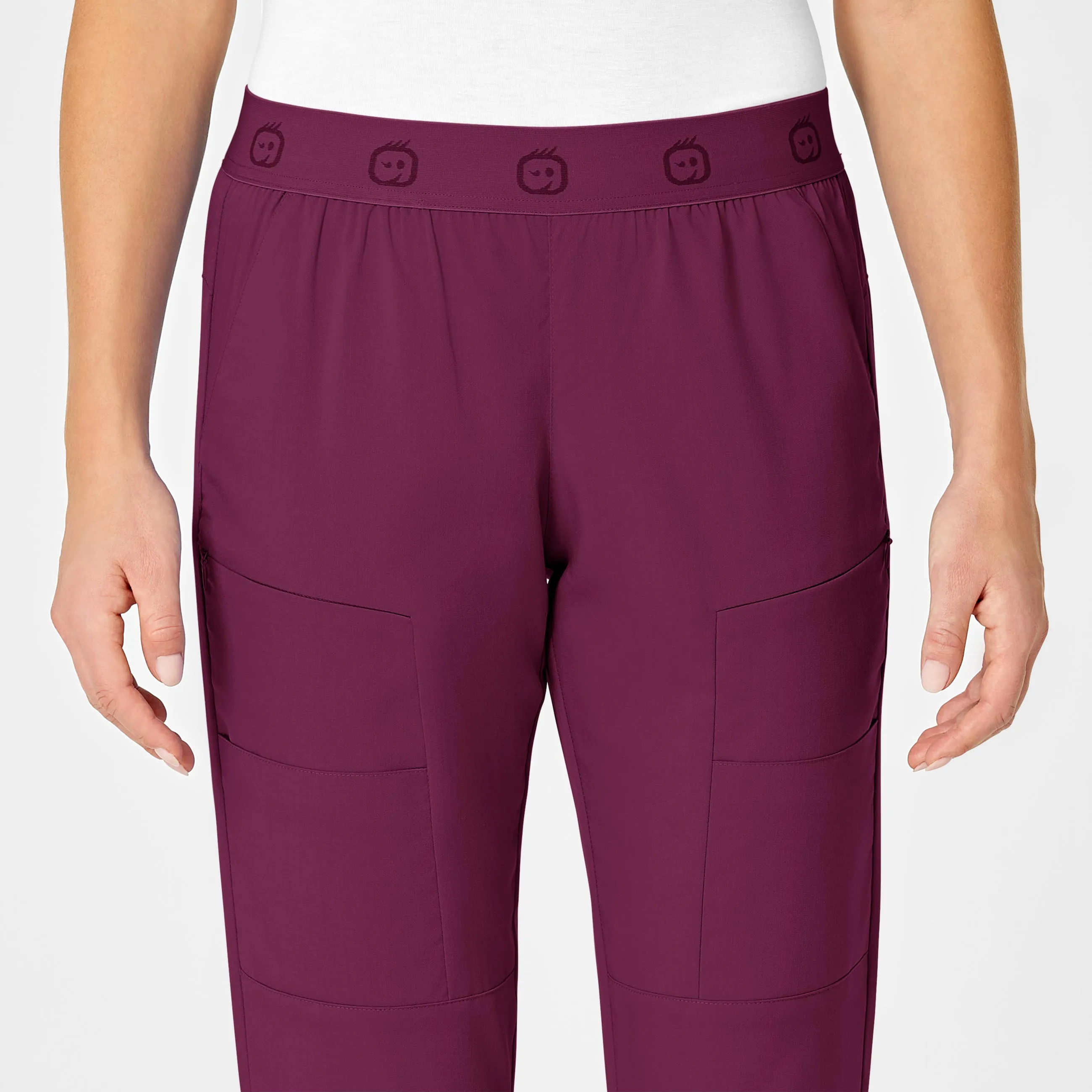 PRO Women's Slim Cargo Jogger Scrub Pant - Wine