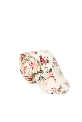 Richard Shabby Chic Floral Neck Tie - Ivory