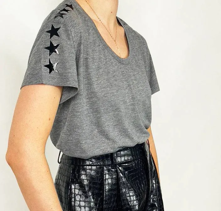 Stacy T-Shirt Dk Grey - Black Stars