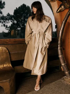 TERENCE - Trenchcoat oversized ceinturé en nylon Beige