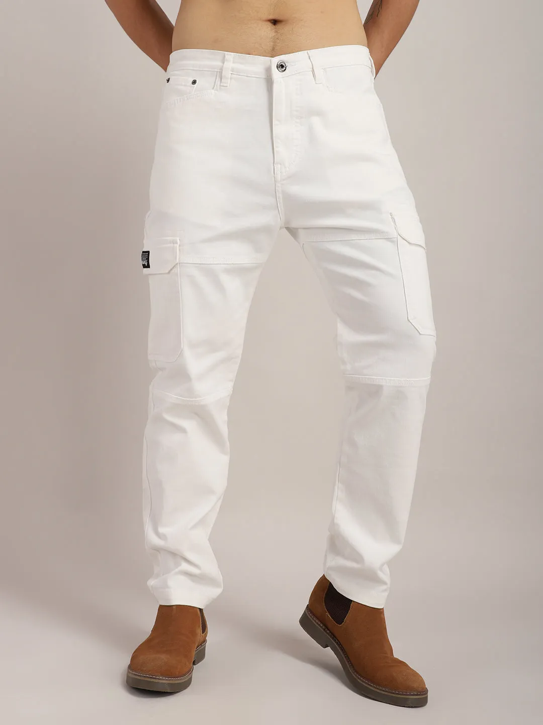 Terminator White Baggy Fit Denim Cargo